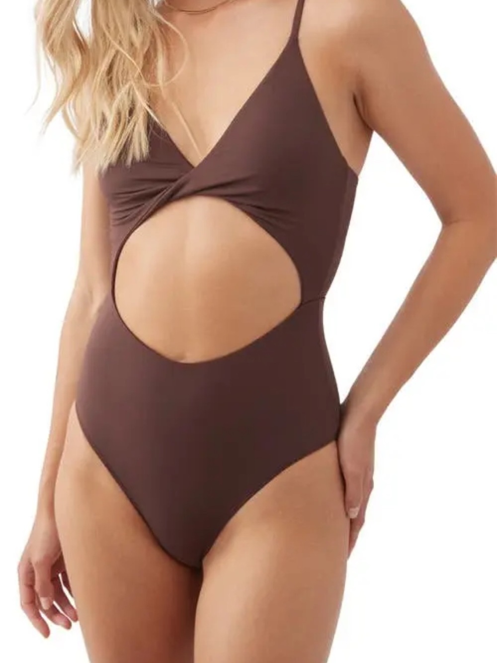 O'Neill Women's Saltwater  solids Twisted  One-Piece Swimsuit - chocolate Brown